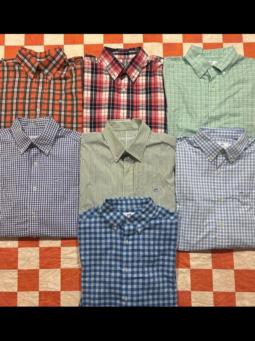 7 Southern Tide Long Sleeve Button Up Shirt Lot Medium M Bundle Intercoastal